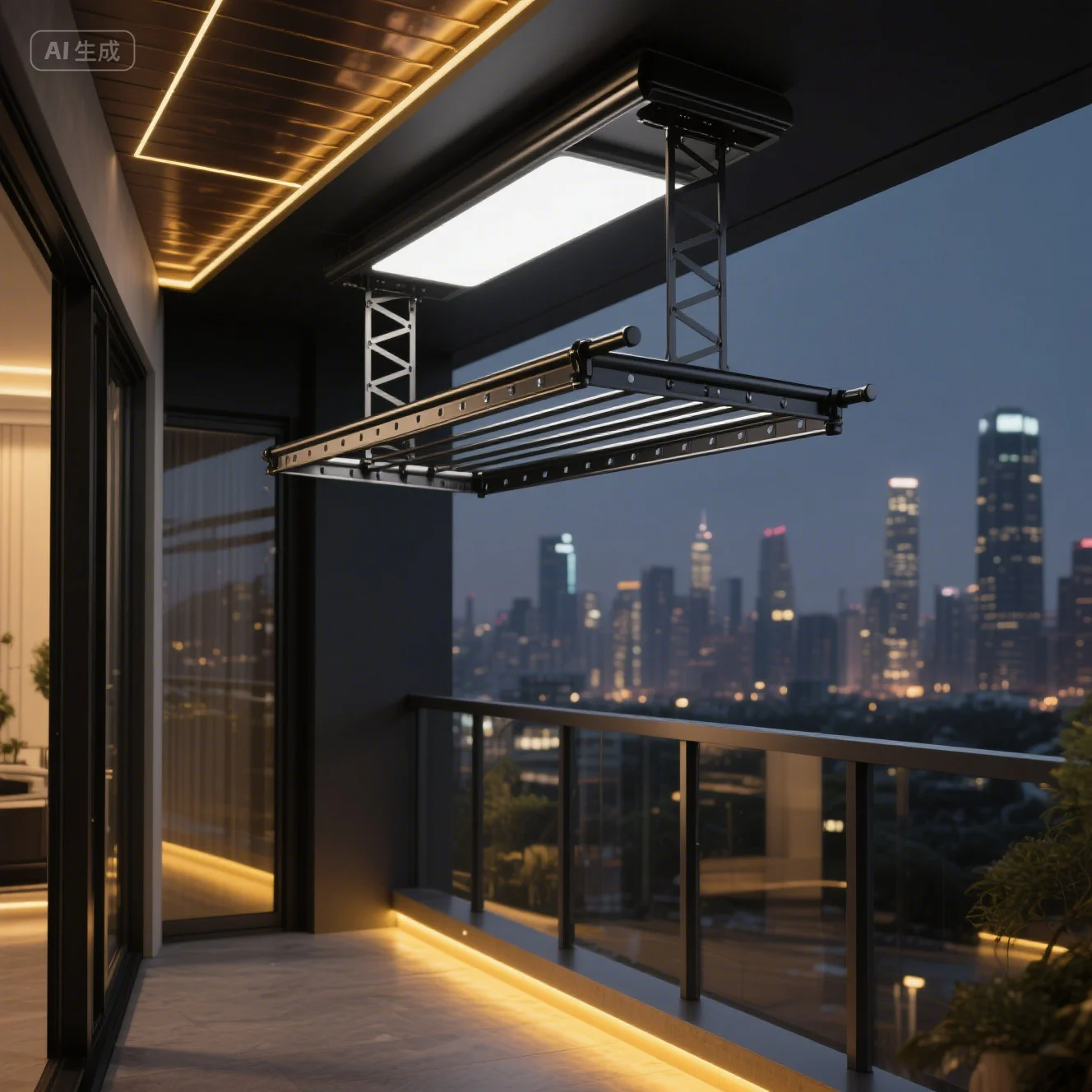 

High Quality Ceiling Mounted Aluminum Electric Clothes Drying Rack With LED Lighting Foldable Design Voice Control 35KG Capacity