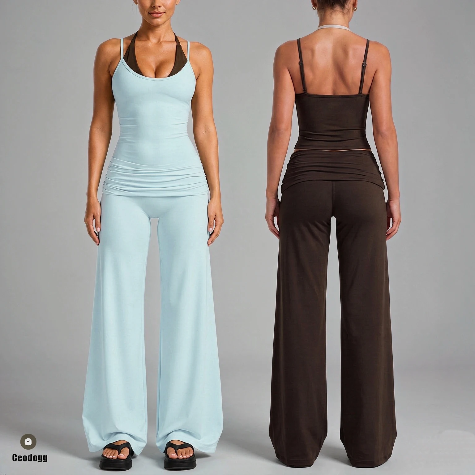 2PCS Adjustable Sports Bra Yoga Set Women Tracksuit Sportswear Gym Running Workout Straight Leg Wide Pant Athletic Wear XP80