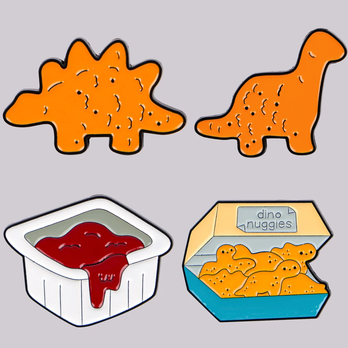 Pin esmaltado de pepita de pollo y dinosaurio, broche bonito, alfileres de solapa, insignia en mochila, accesorios de ropa, joyería divertida, regalo para niños