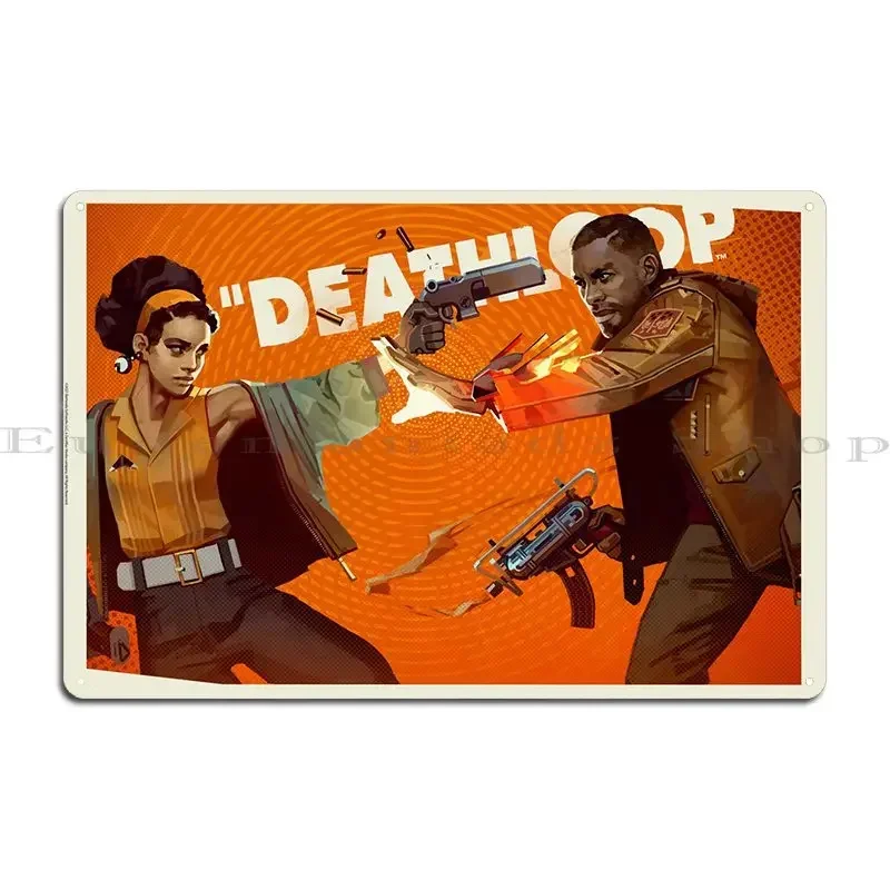 Deathloop Clash Key Art Metal Plaque Wall Mural Wall Wall Decor Character Kitchen Tin Sign Poster