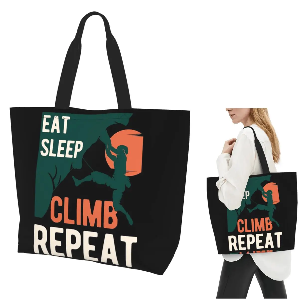 

Забавная сумка-тоут для скалолазания, холщовая сумка на плечо большой вместимости, продуктовая сумка для покупок для женщин