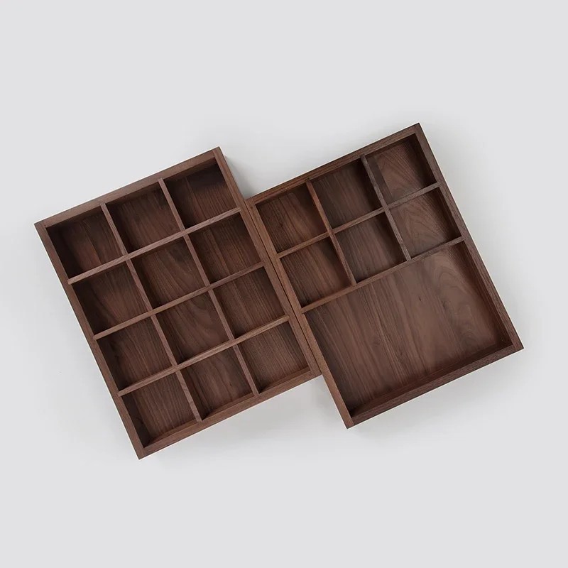 Black Walnut Storage Box Classification Storage Tray Mortise Tenon Craftsmanship Dried Fruit Platter Living Room Desktop Decor