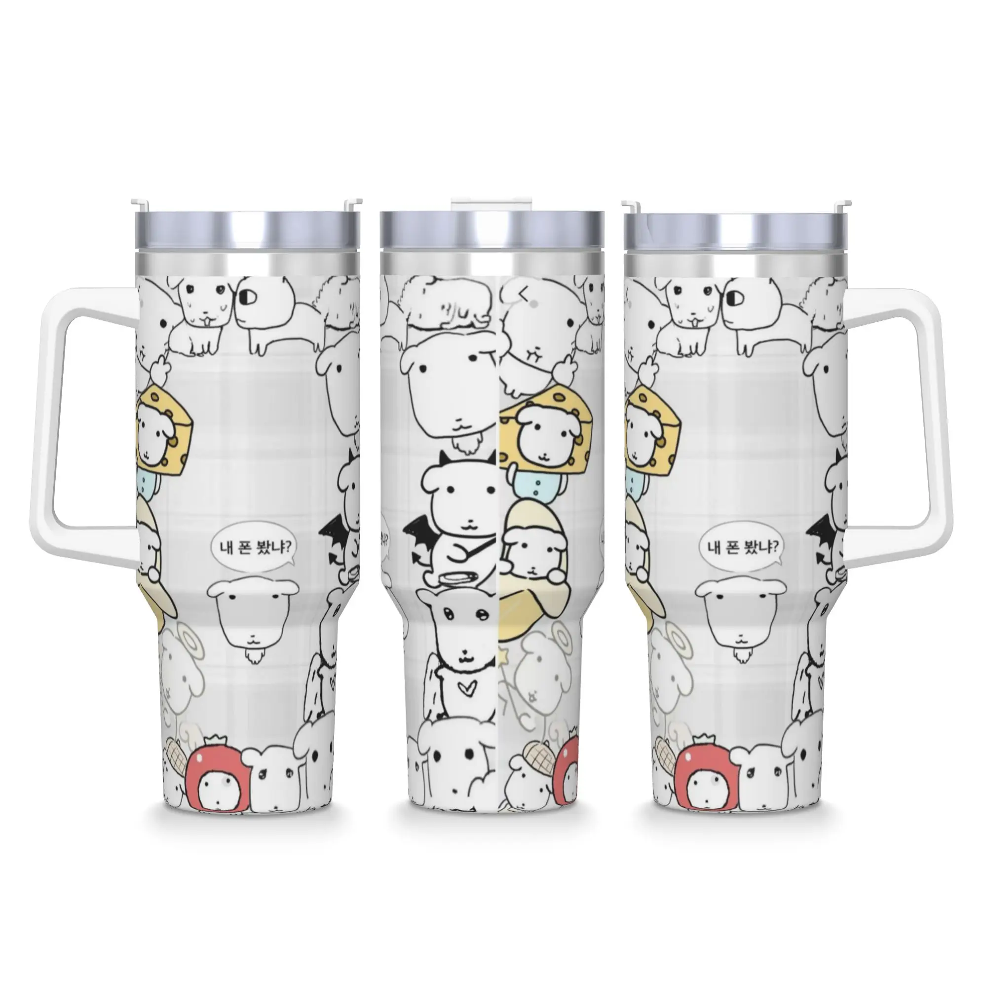 Cute GANADI Stainless Steel Tumbler  Camping Mugs Cup Large Capacity Thermal Cups Leakproof Cold and Hot Milk Tea Water Bottle