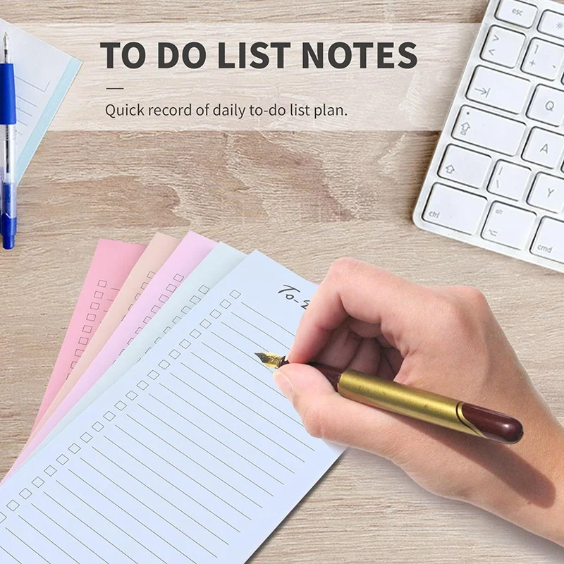 10 PCS To Do List Sticky Notes Bloc de notas diario 8,5X3,7 pulgadas, 500 hojas, colores surtidos, forrado