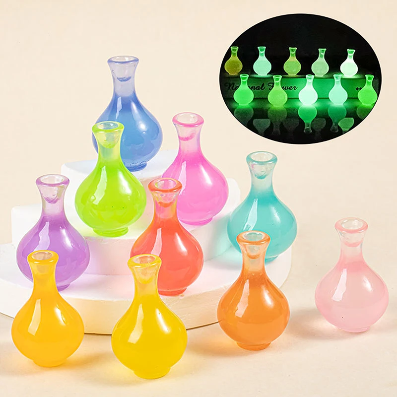 2Pcs Dollhouse Mini Luminous Simulation Vase DIY Dollhouse Scene Decor Accessories Pretend Play Toy Home Desktop Decoration