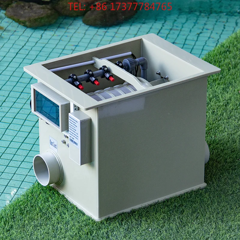 Qihang RAS 10 m 3/h Rotary Drum Filter PP Material For Aquarium Water Treatment Koi Pond 20 Tons Capacity Mini Drum Filter