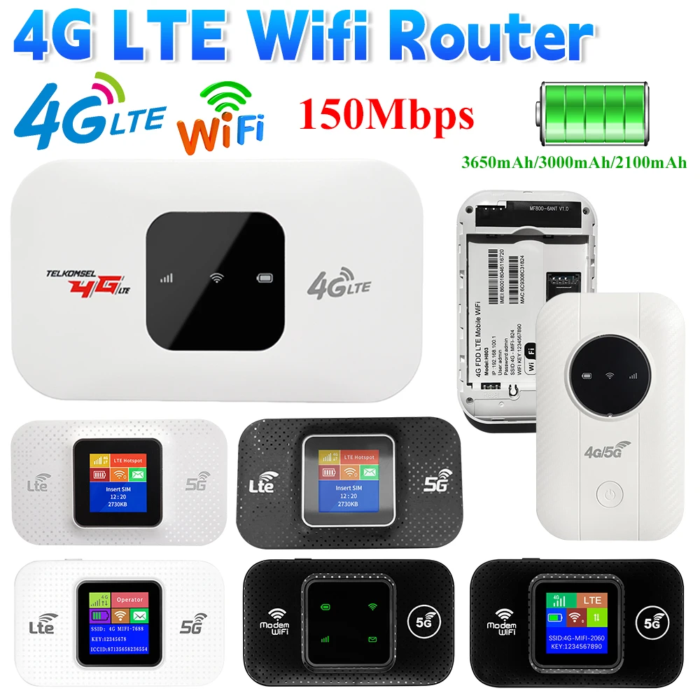 4G LTE Router WIFI Router Wireless Network Expander Sim Card Slot USB Modem 150Mbps Pocket Hotspot Mobile Wifi Router for Travel