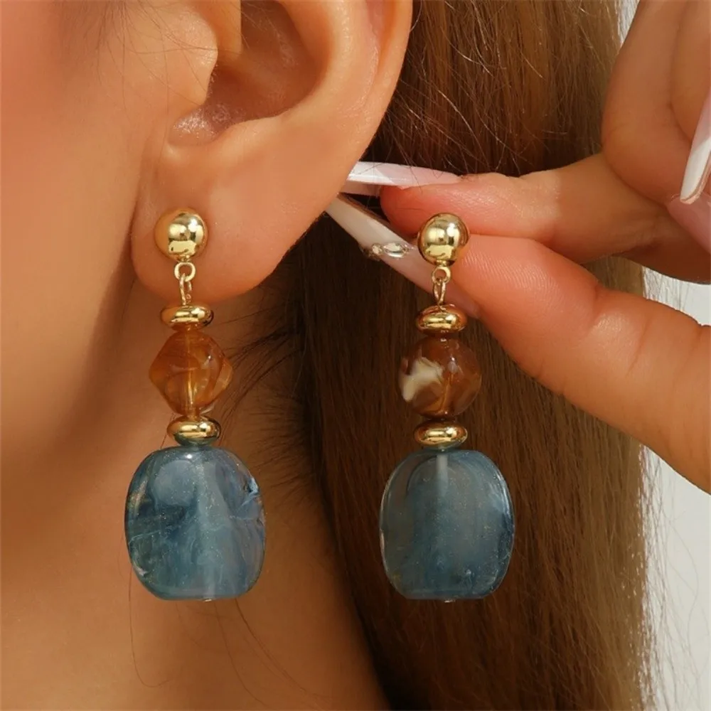 Colorful Gradient Dangle Earrings Handmade Acrylic Women Earrings Geometric Beaded Irregular Ear Pendant Jewelry Accessories
