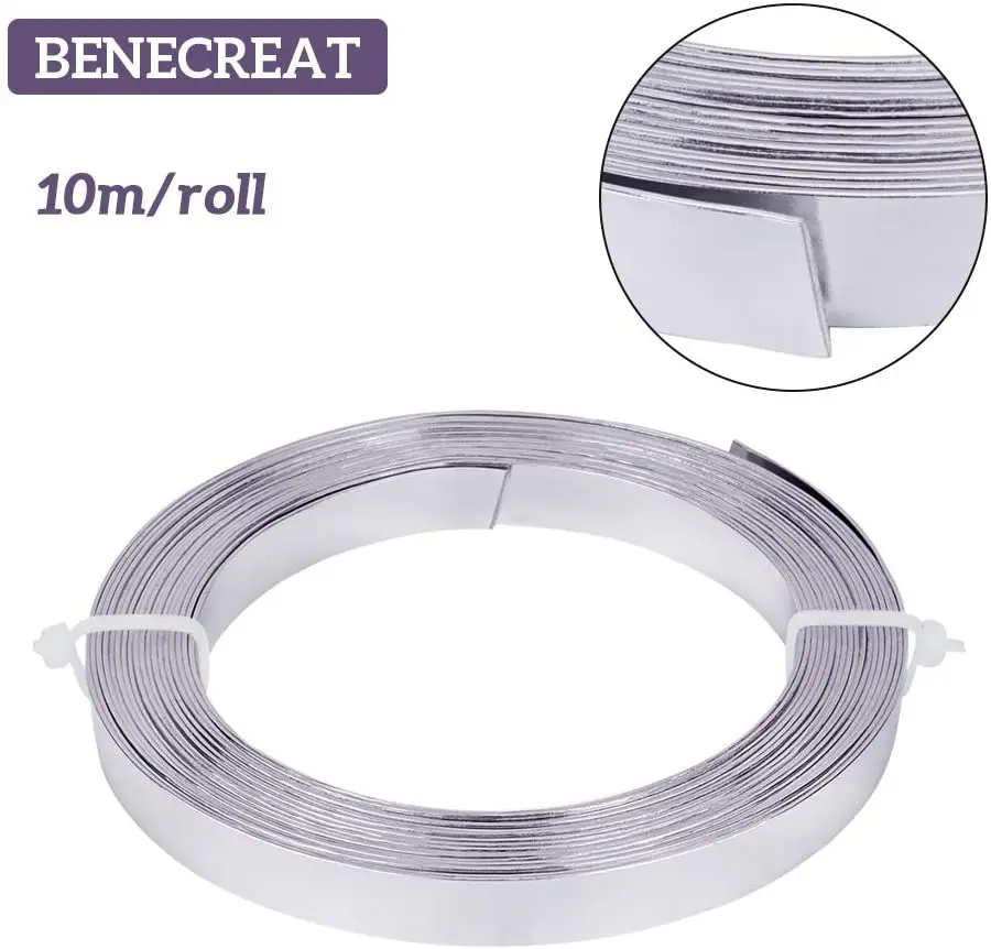 1 Roll 16.5/32.8 Feet 10mm/5mm Wide Flat Jewelry Craft Wire 18 Gauge Aluminum Wire for Bezel Sculpting Armature DIY  Making