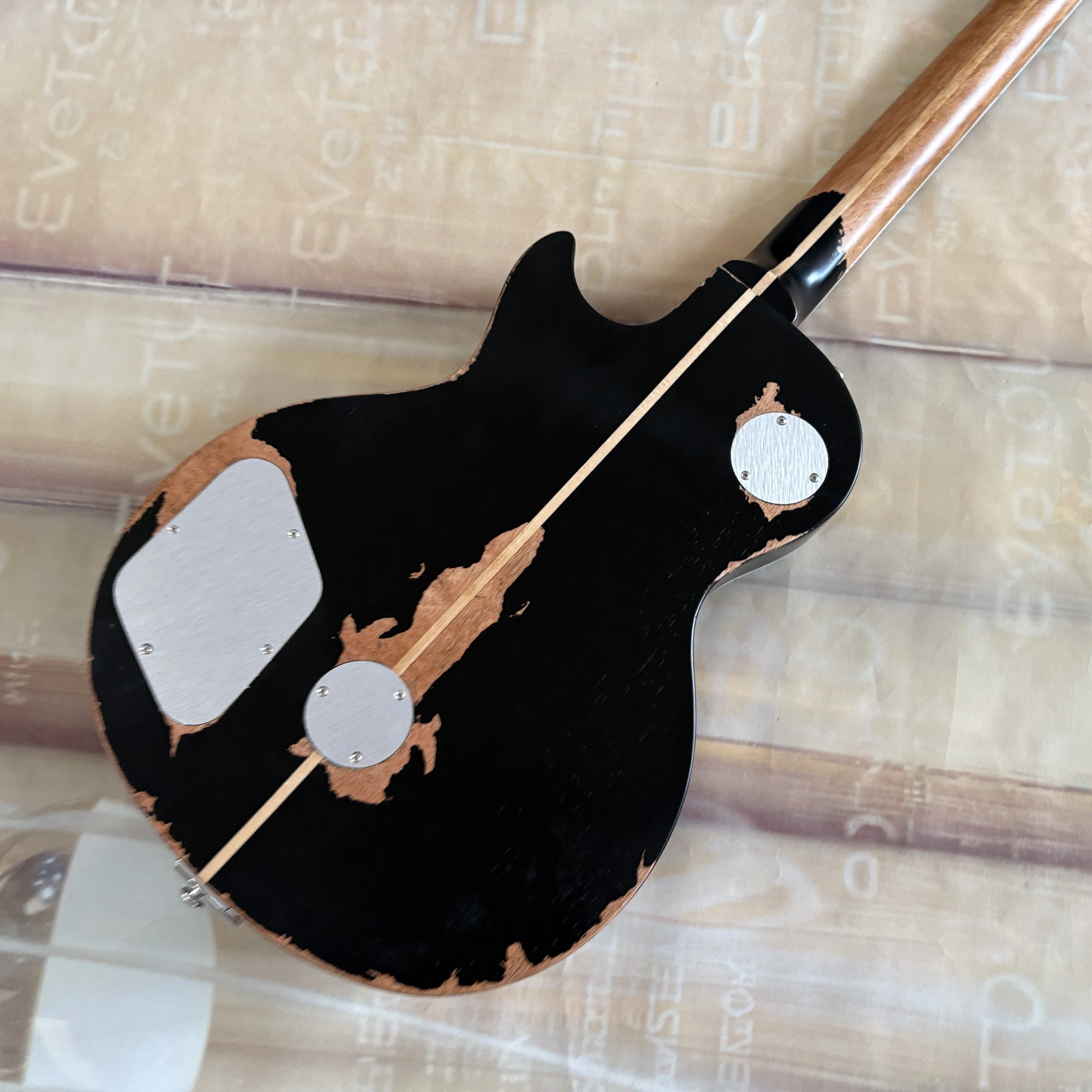 آثار يدوية - جهاز اهتزاز الجيتار الكهربائي P90 بيك اب - 22 فريتس - جسم خشب الورد - لوحة أصابع من خشب الورد #6