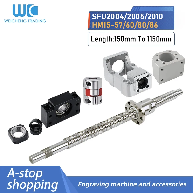 1PC Ball Screw SFU2004/2005/2010 End Machined+BF15+DSG20H+Cast Aluminium Integrated Seat+Coupling D30L40 for CNC Router