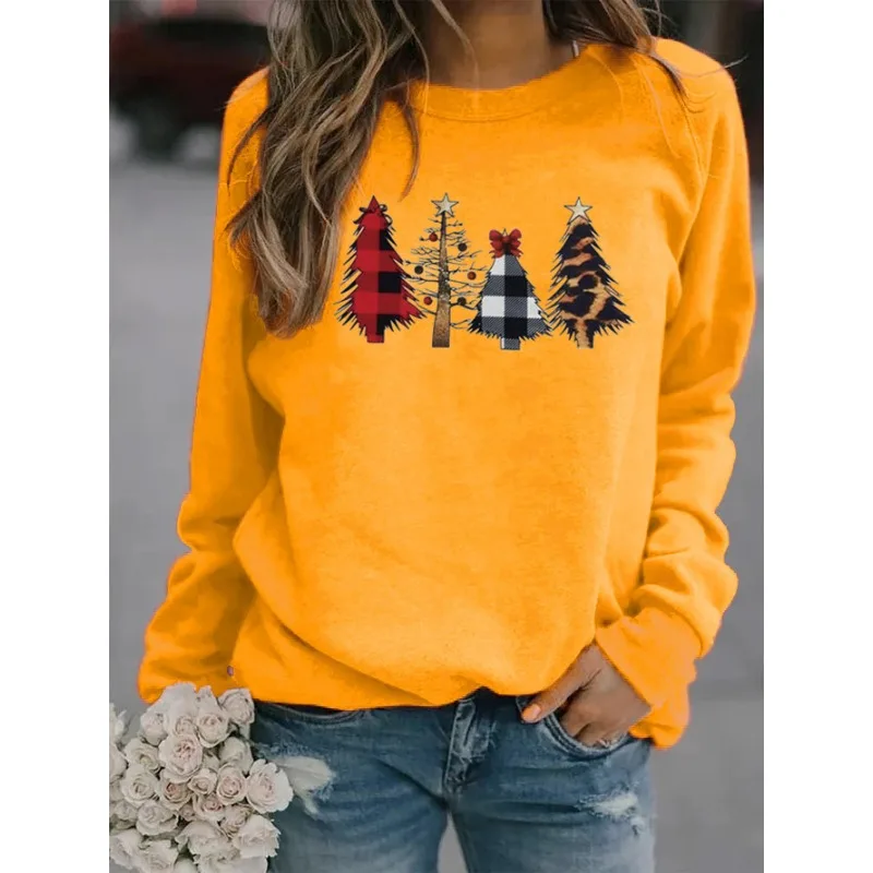 Europe and The United States Christmas New Crew-neck Long-sleeved Pullover Casual Printed Fleece Hoodie Sweatshirt  Streetwear