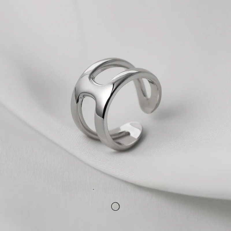 

JUTIAN S925 Sterling Silver Ring Adjustable Open Ring Simple Metal Texture Ring Women's Faion Jewelry Fre out