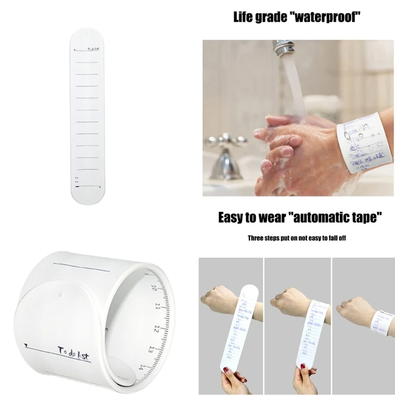 Silicone Memo Wristbands Writable Erasable Slap Bracelet Notepad Reusable Wearable Memo Watchband with Ruler for Adult