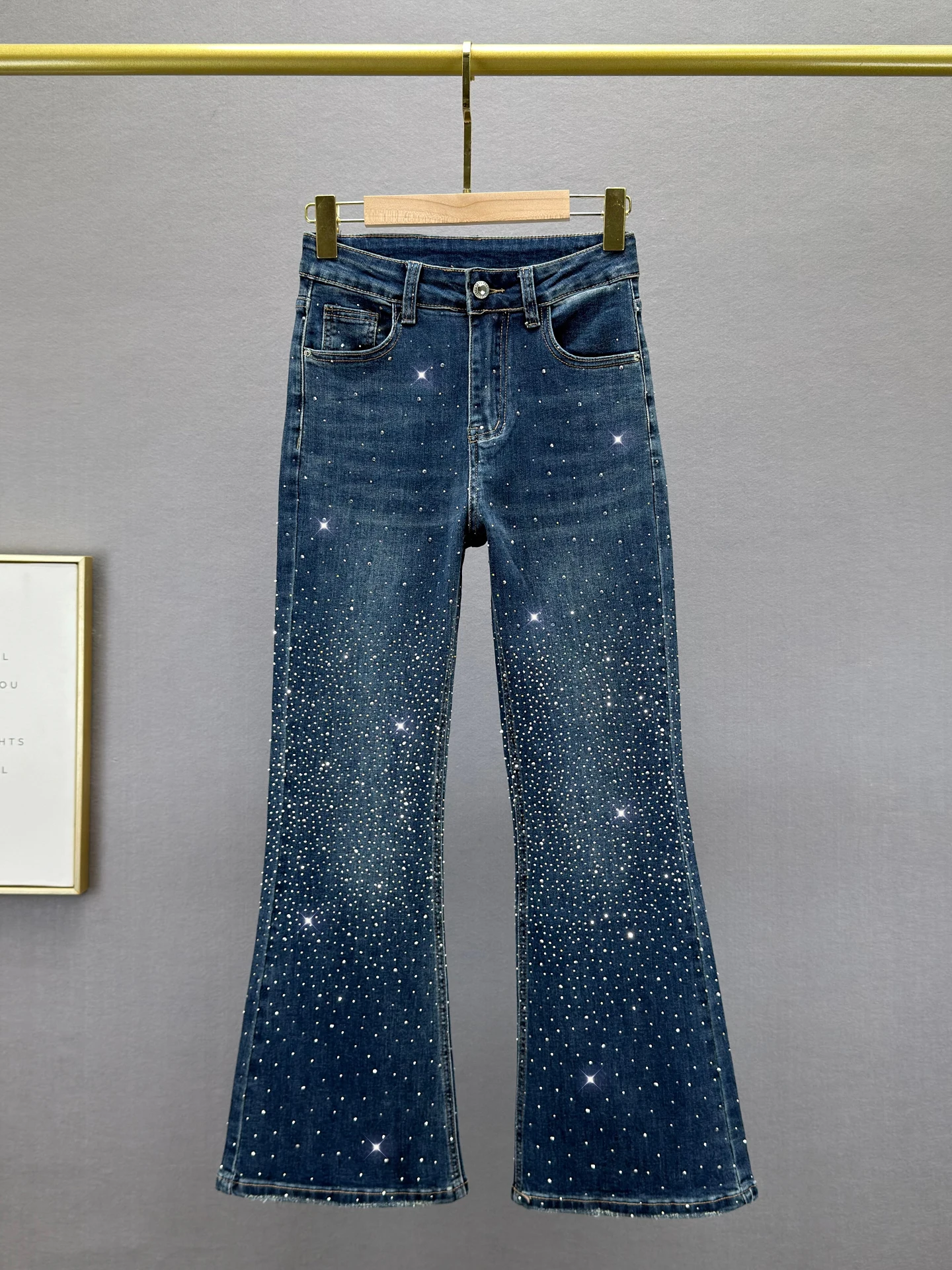 

Tianxing Rhinestone Denim Jeans Women's Trendy High Waist Slimming European Sle Bell Bot Cotton Stretch Denim Spring 2026