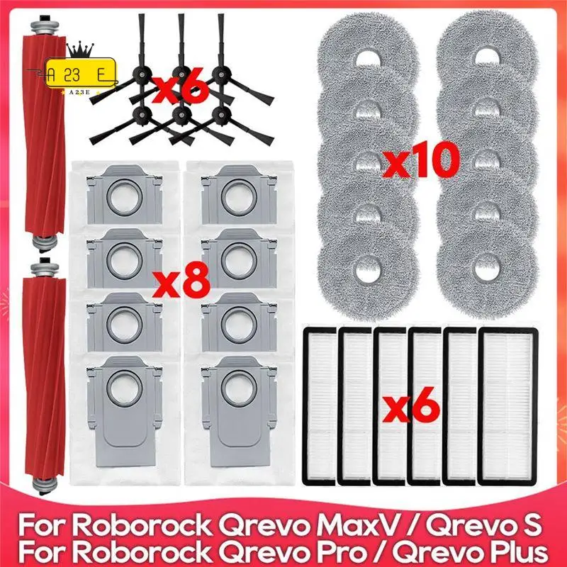 A23E-For Roborock Qrevo Pro / Qrevo Maxv / Qrevo S / Qrevo Plus Roller Side Brush Filter Mop Dust Bag Replacement Parts