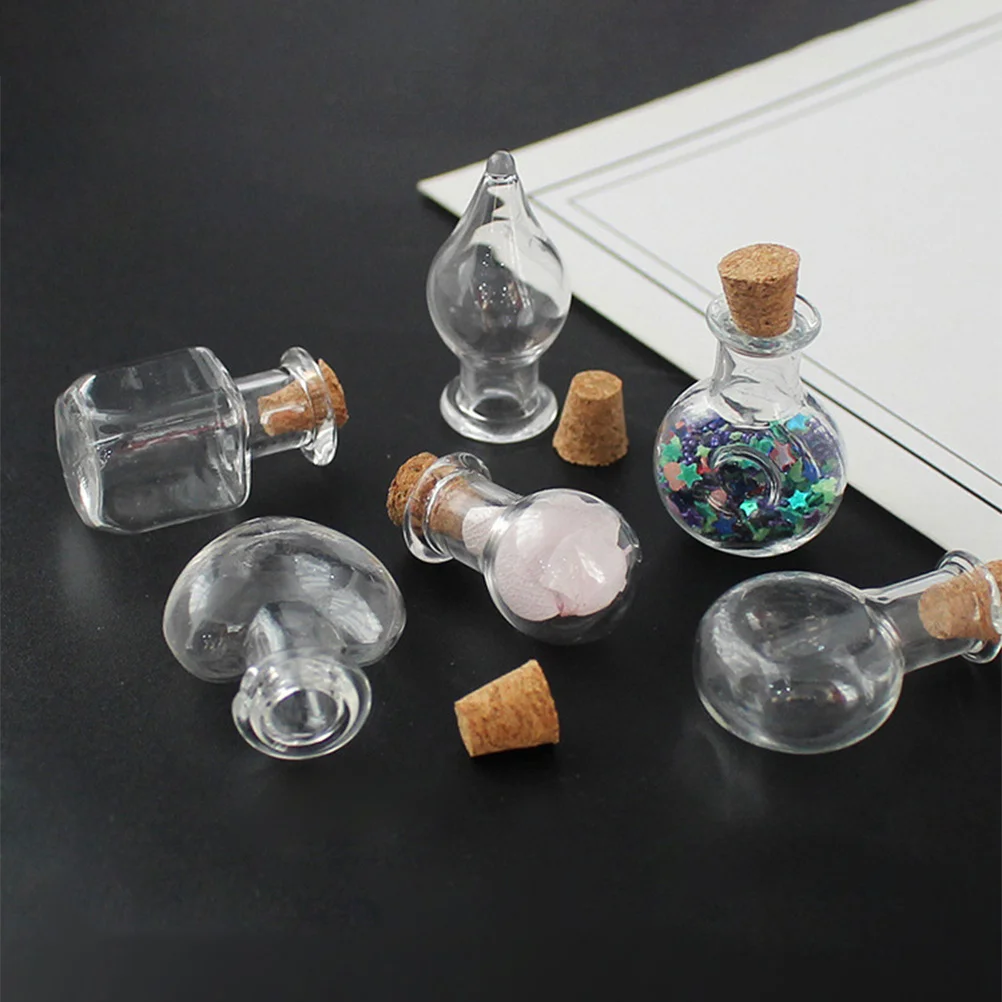 

32Pcs Glass Bottle Charms Small Transparent Jars for Crafting Gift Ideas Message Bottles DIY Decoration Corked Glass Containers
