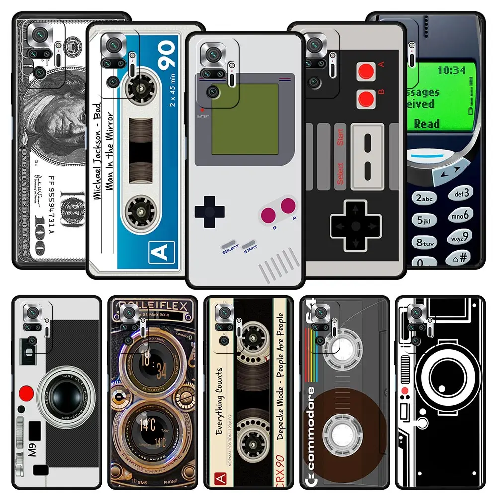 Vintage Tape Camera Gameboy Phone Case For Xiaomi Redmi Note 12 11 10 9 Pro 5G 9s 7 8 8T 8A 9A 9C 9T K40 Gaming Cover Coque