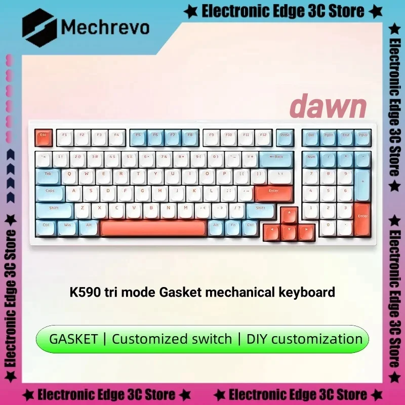 

Mechrevo K590 99 Key Tri Mode Customized Mechanical Keyboard Wireless Bluetooth Gaming Keyboard Gasket Structure Hot Plug