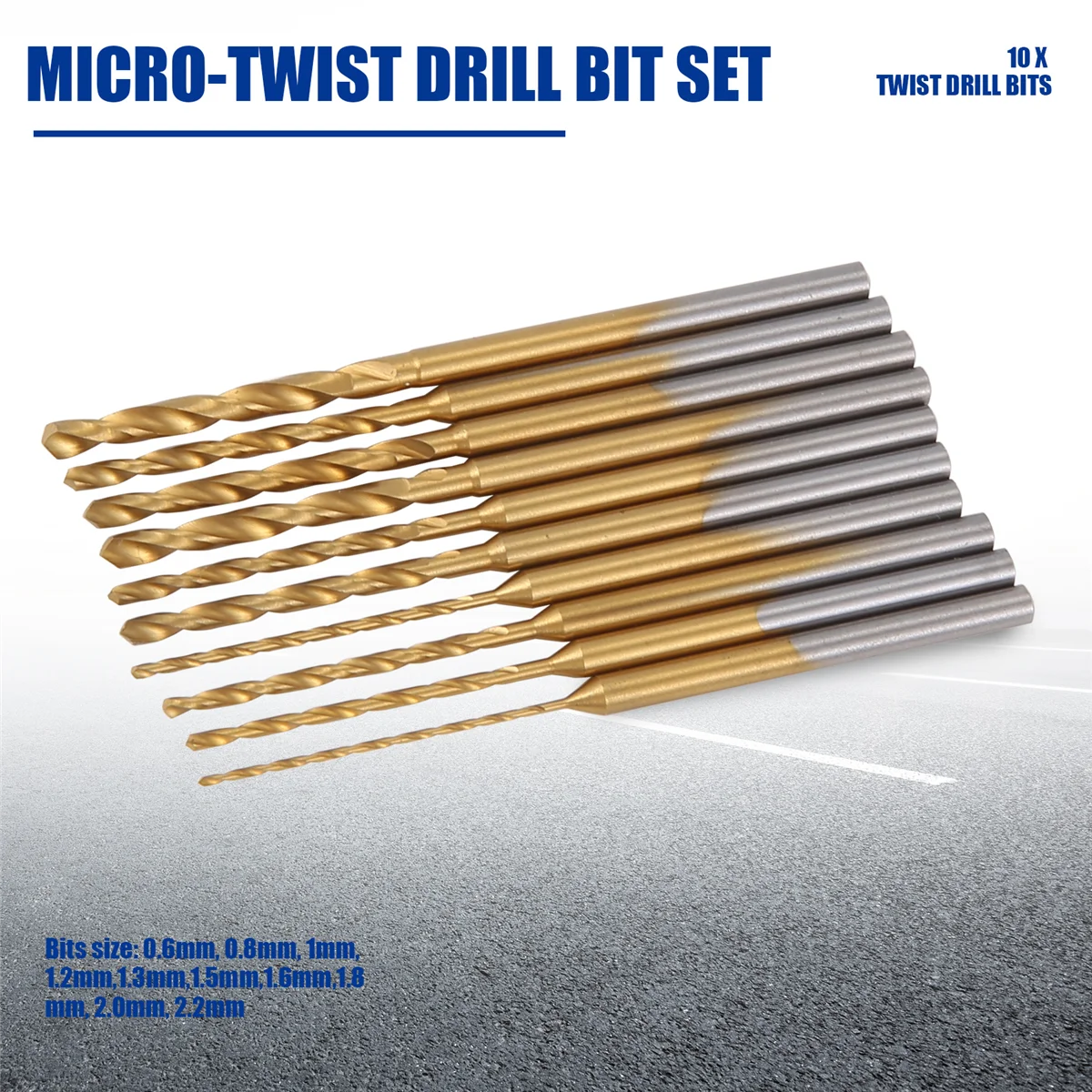 Micro-Twist Drill Bit Set - 10Pcs 0.6mm-2.2mm Tiny Drill Bit 2.35 Shank HSS Mini Engraving Drill Bits Hole Drilling Tool