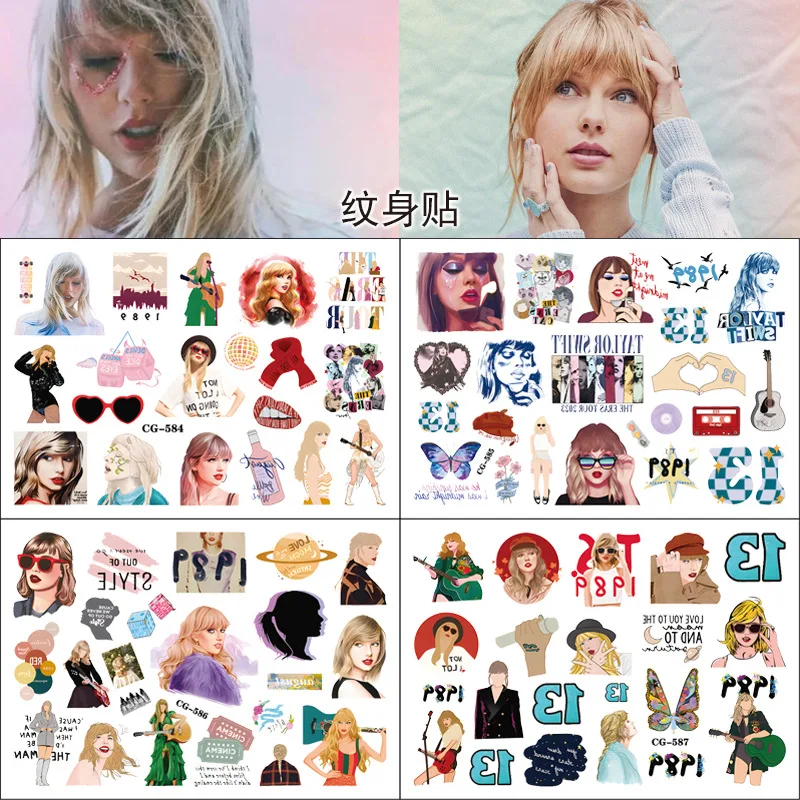 2024 New Taylor Swift Singers Fans Temporary Tattoo Sticker Long Lasting DIY Body Stickers For Children Adults Party Gift