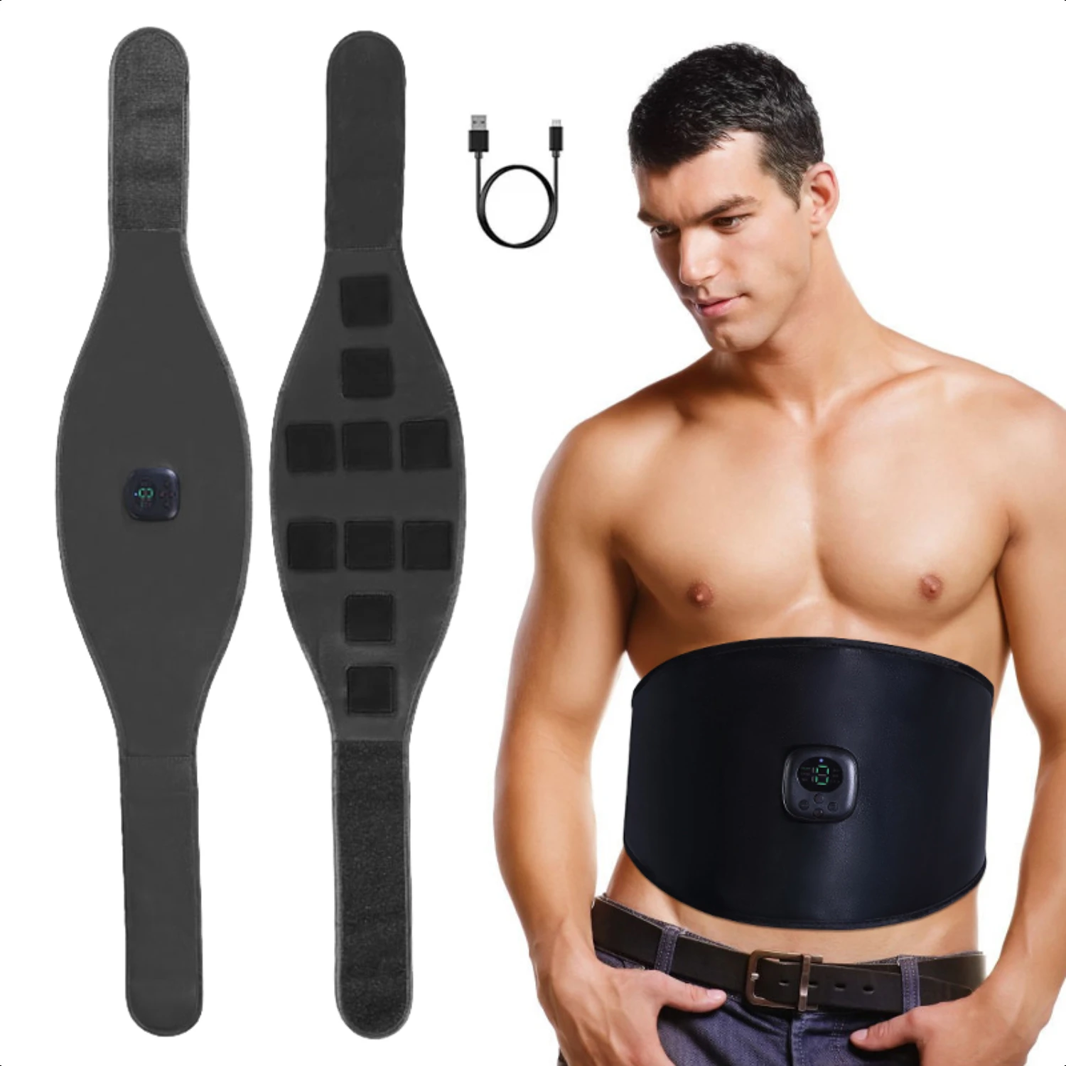 

EMS Abdominal Trainer Toning Belt for Abs - Muscle Stimulator Toner Enhancing Body Shaping - Weight Loss Gym Fitness Equipment f
