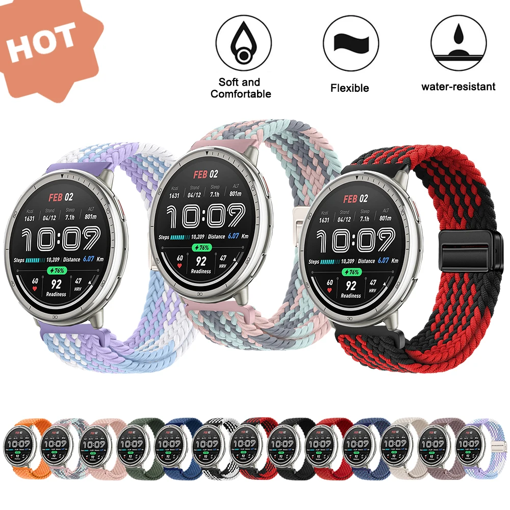 20mm Nylon Braid Magnetic Buckle Strap for Amazfit Active 2 20mm Strap for Amazfit Active/Active 2 20mm Men Women Replace Wrist