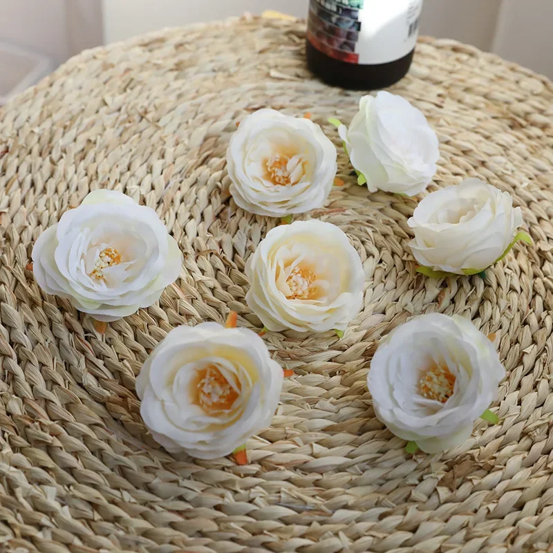 

50PCs Simulation Happy Rose Flowers Artificial Perianth Wedding Celebration Flower Wall Decoration Photo Prop Decorations