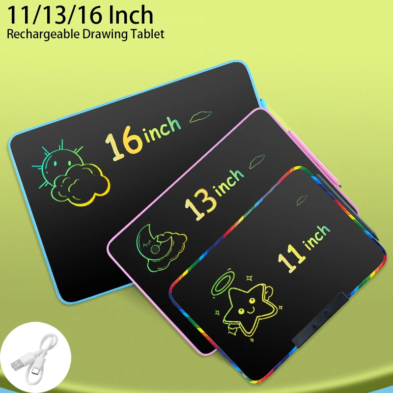 11/13/16Inch Recharge LCD Drawing Board Writing Tablet Digit Magic Blackboard Painting Learning & Education Toys for Kids Gifts