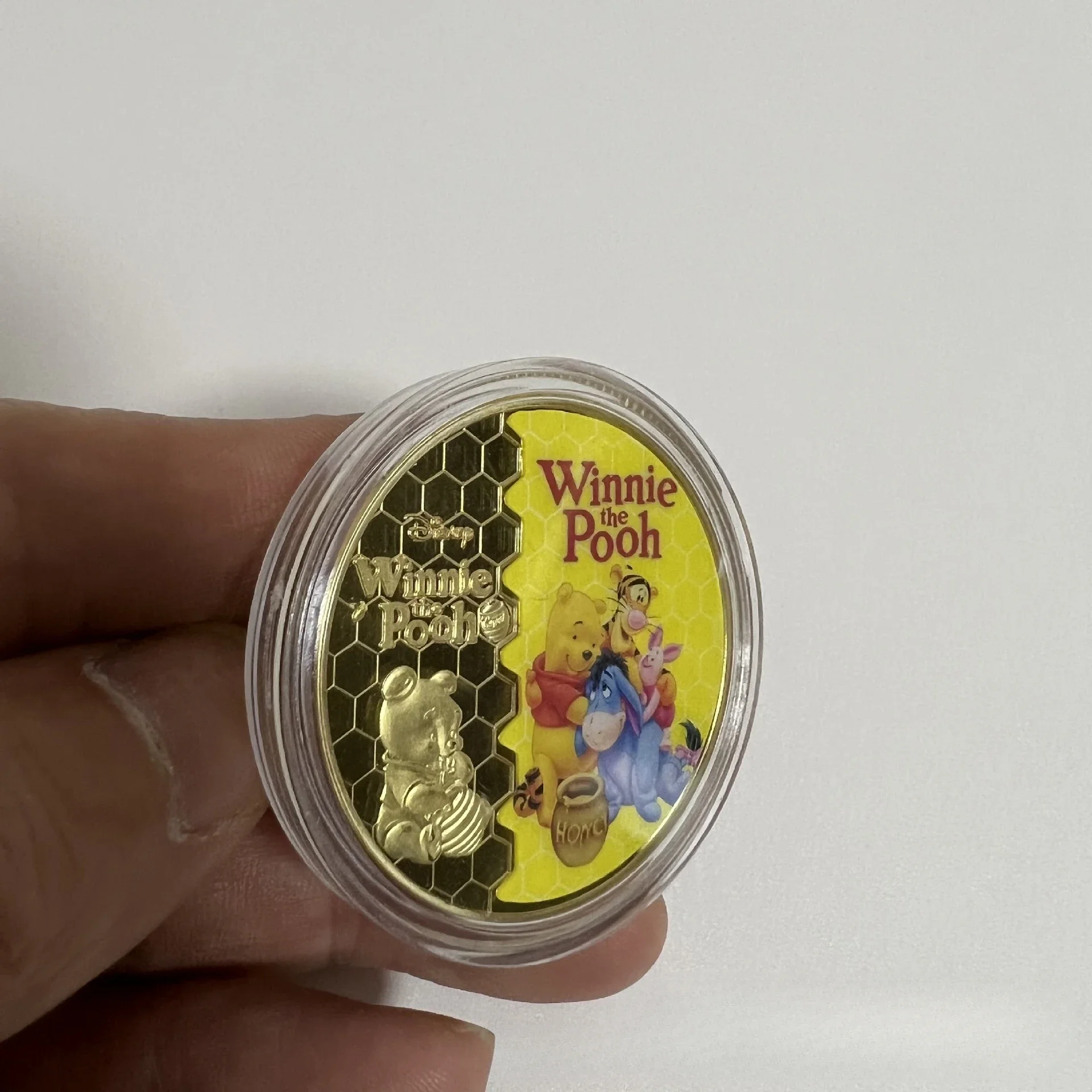 Winnie The Pooh Commemorative Coin Action cartoon Figures Eeyore gold plated badge Disney Cartoon Toys Memorabilia Children Gift