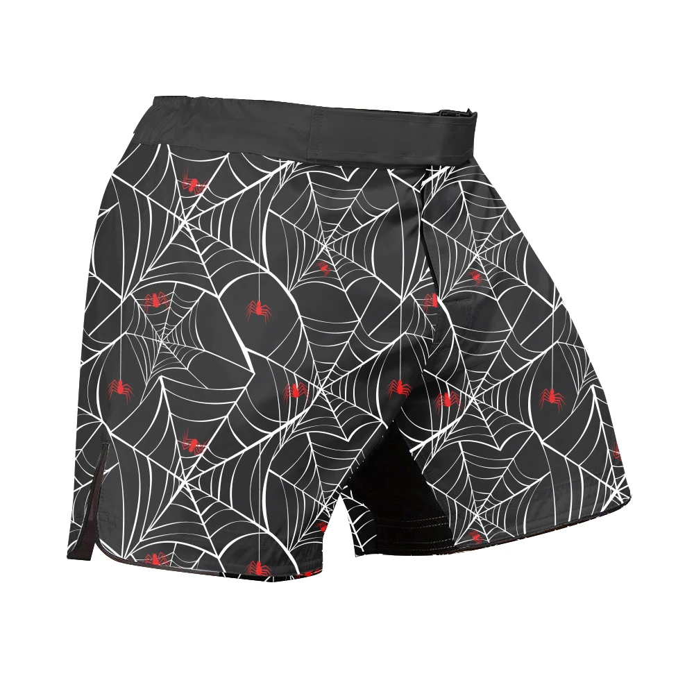 Unisex Boxing Shorts - Adult Spider Web Fight Shorts for Muay Thai, MMA & Sanda, Custom Logo Available