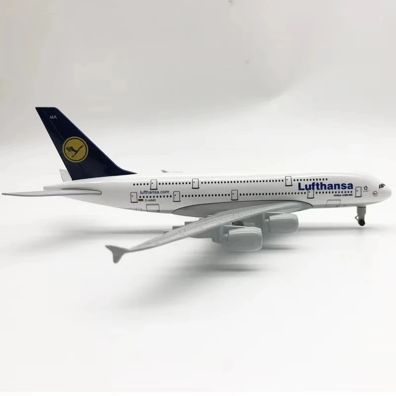 20cm Lufthansa A380 Airplane Model Miniature Plane Alloy Metal A380 Airlines Diecast Airplanes Aircraft & Wheels For Collections