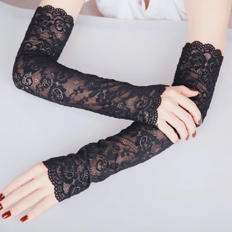 Arm Sleeves Lace Sunscreen Breathable Gloves Ultra-thin UV Protection Arm Cover for Summer Sunblock Arm Cuffs Cycling Sleeves