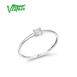 VISTOSO Authentic 9K 375 White Gold Rings For Women Simple Style Eternal Diamond Wedding Engagement Gifts Elegant Fine Jewelry