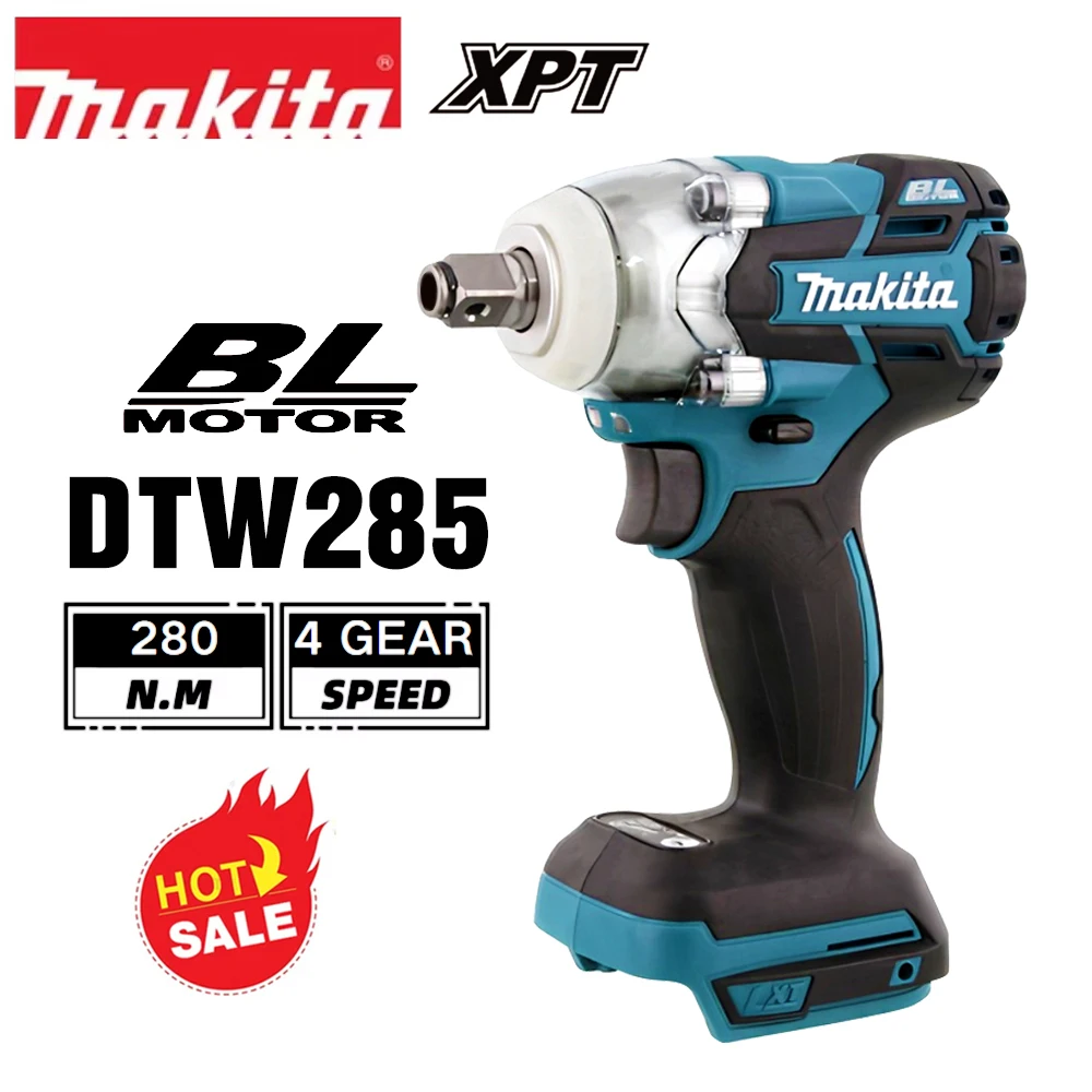 Makita DTW285 18V Akku Bürstenloser Elektroschrauber 280N.m 1/2 Zoll Steckschlüssel Wiederaufladbarer Bohrschrauber Kompatibel mit Makita 18V Akku