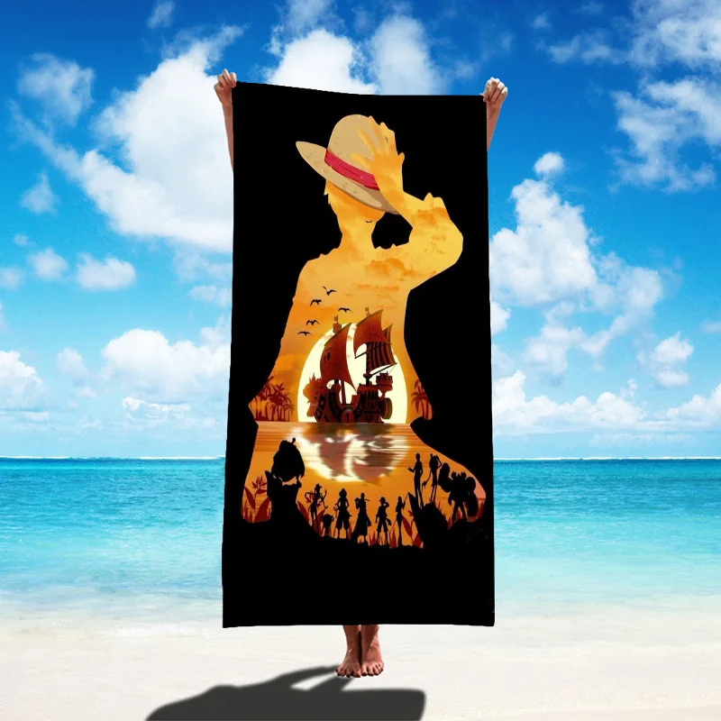 Anime One Piece Ruffy Dusche Strandtücher Badetuch Mikrofaser Waschlappen 3D Gedruckt Baby Kind Kinder Geschenk Anime Merchandise
