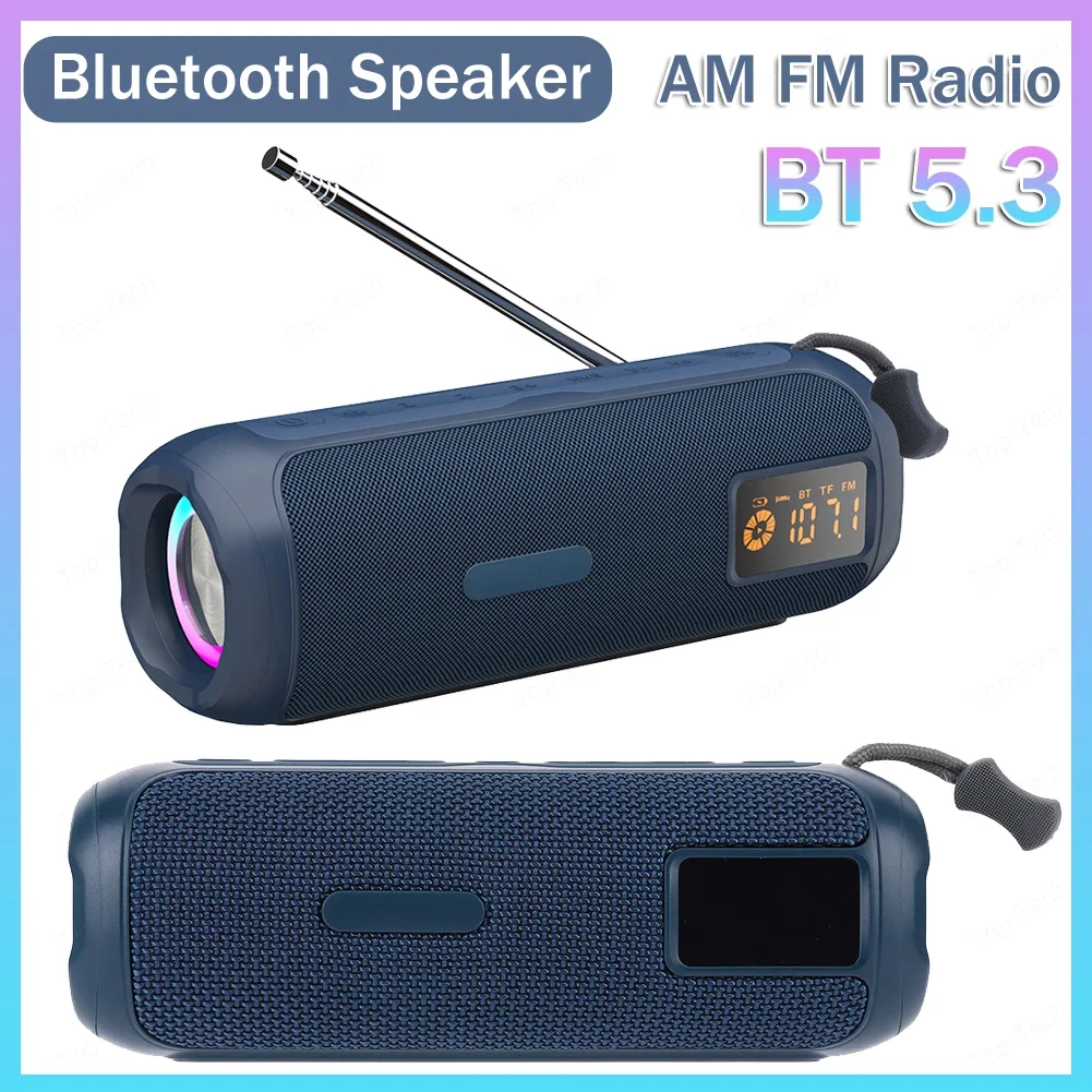 

10W Portable AM FM Radio Receiver Player Bluetooth Speaker with Card Insert 4500mAh Column Handheld Lightweight Boombox