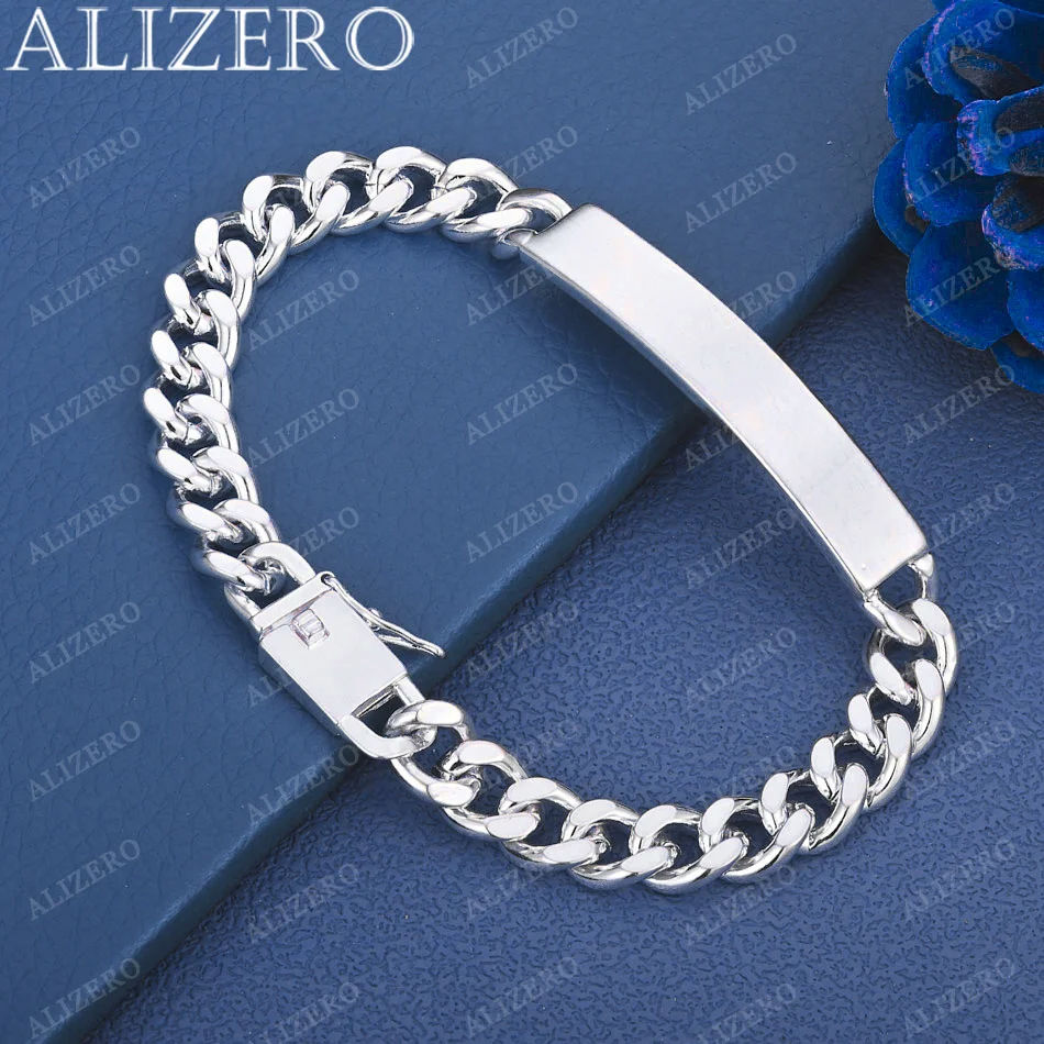 

ALIZERO 925 Sterling Silver Bracelets 8mm Sideways Chain Bracelet For Women Man Fashion Wedding Party Jewelry Wholesale