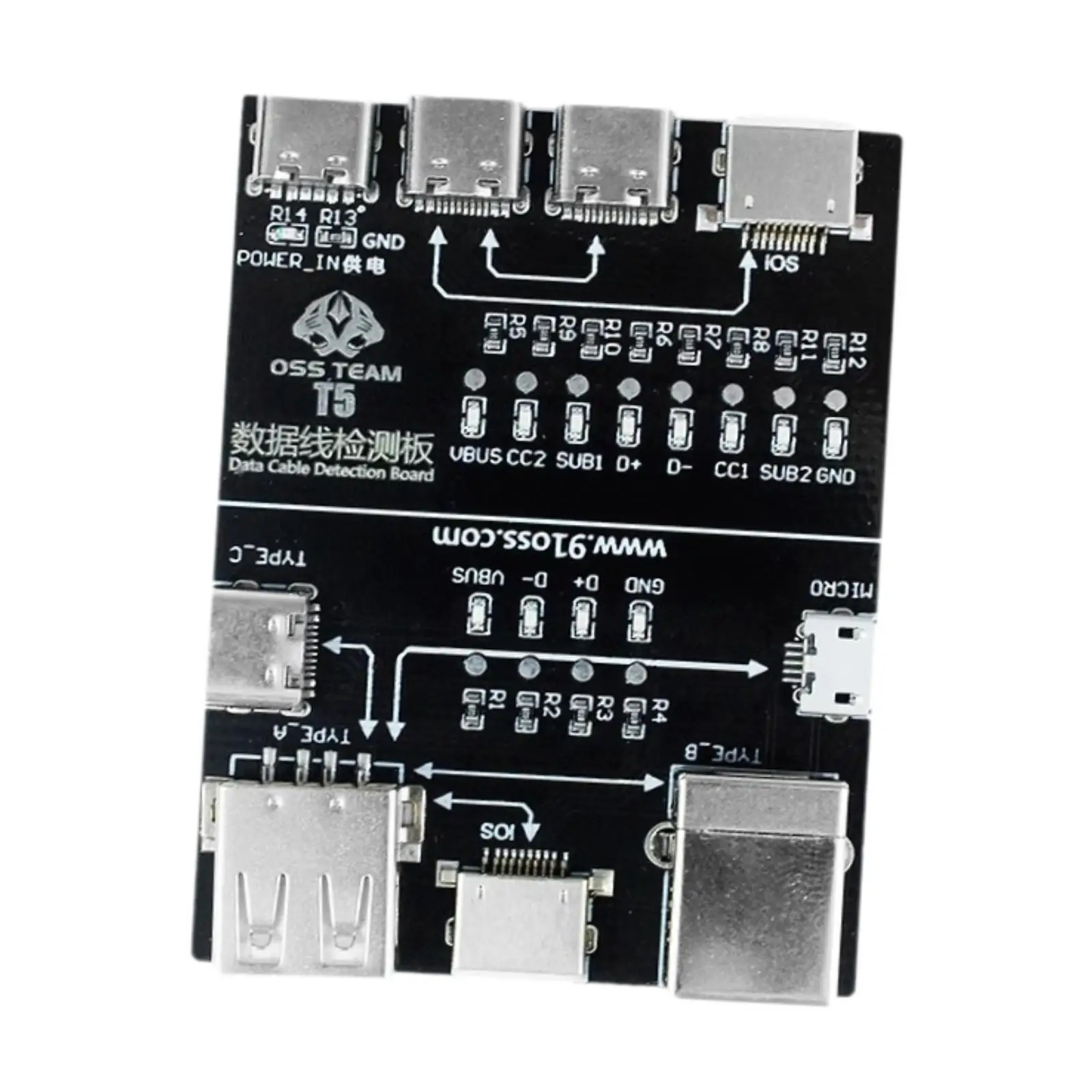 USB Cable Tester Board Lightweight Type C Lighting Micro Test Board Portable Compact USB Cable Checker Data Line Test Board