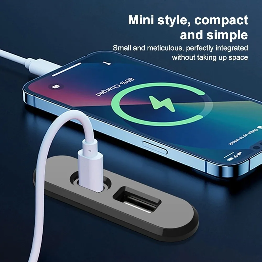 1 USB-A and 1 Type-C Embedded Table USB Power Mini Compact Mini Desktop Power Strip 1.2M Extension Cord Hidden Power Outlet