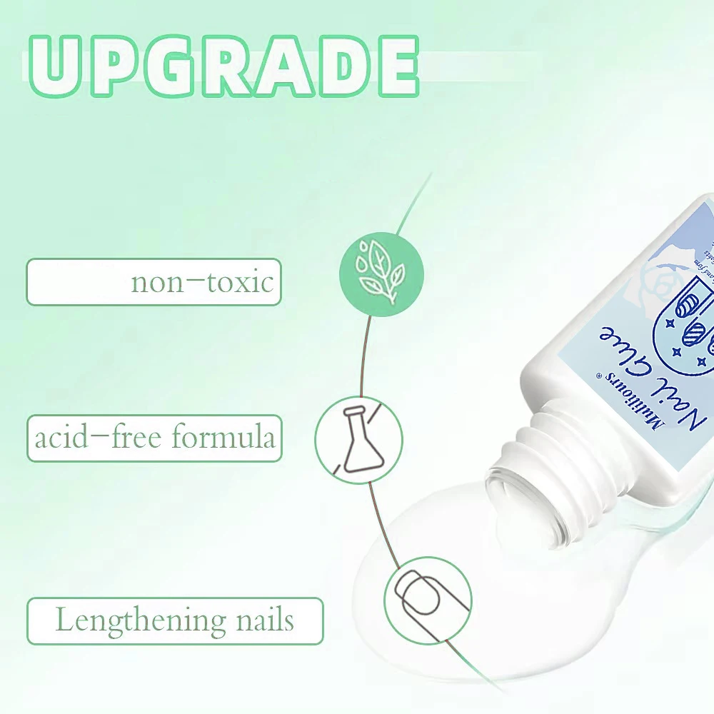 أداة مانيكير حجر الراين الغراء مسمار الغراء لنصائح كاذبة بريق الاكريليك مسمار الفن غطاء زجاجة لاصق مع فرشاة الغراء قوي للغاية