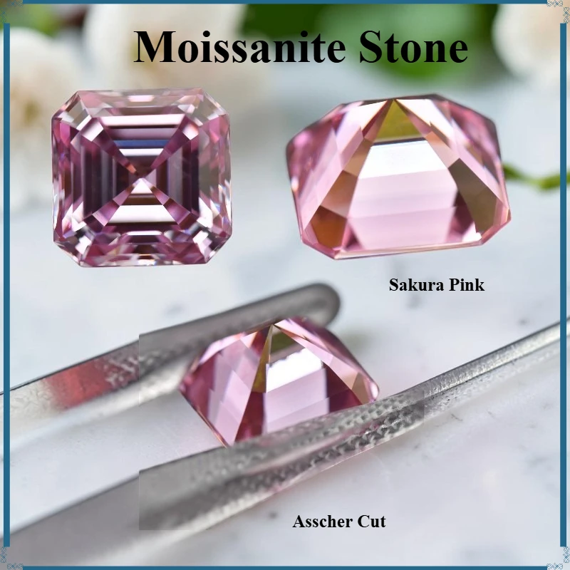Moissanit-Stein in Verschiedenen Farben Asscher-Schliff VVS1-Reinheit Synthetischer Loser Edelstein – Detail 4