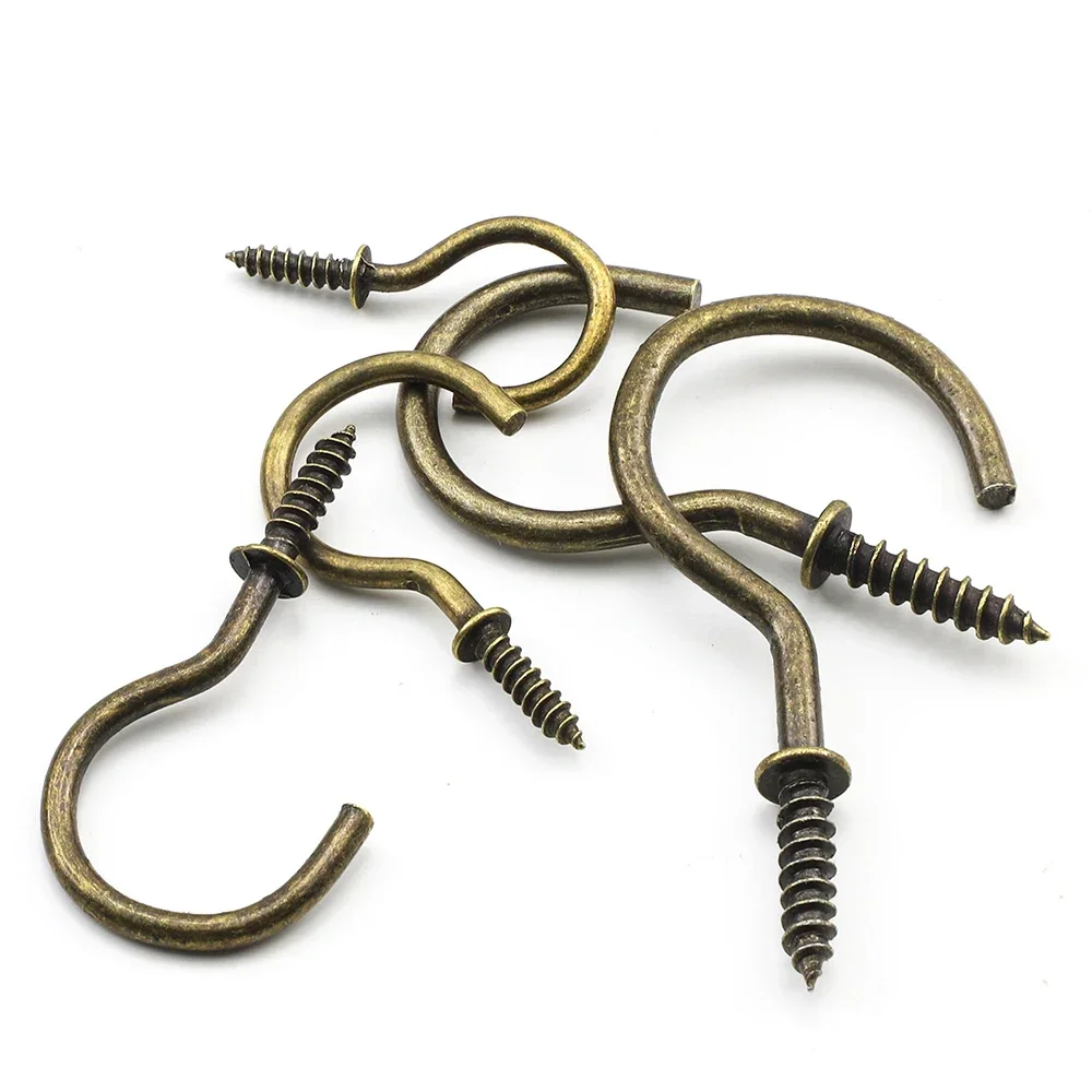 JUIDINTO 10-30pcs Bronze Cup Hook Screws 1/2\