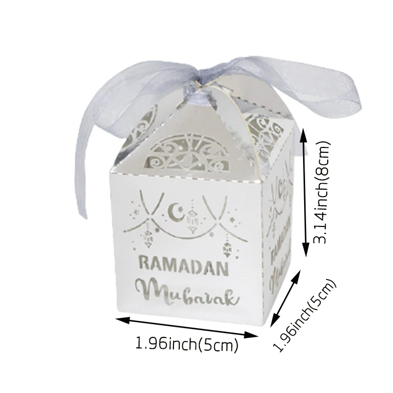 10Pcs Eid Mubarak Favors Candy Boxes Lace Ramadan Kareem Gift Boxes Islamic Muslim Happy al-Fitr Eid Event Party Supplies