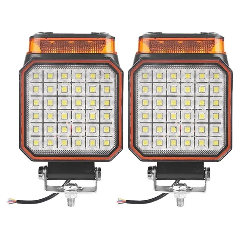 4Inch 36LED Flood Spot Light Signal Beacon Warning Light White Amber For Forklift Loader Off Road 2Pcs