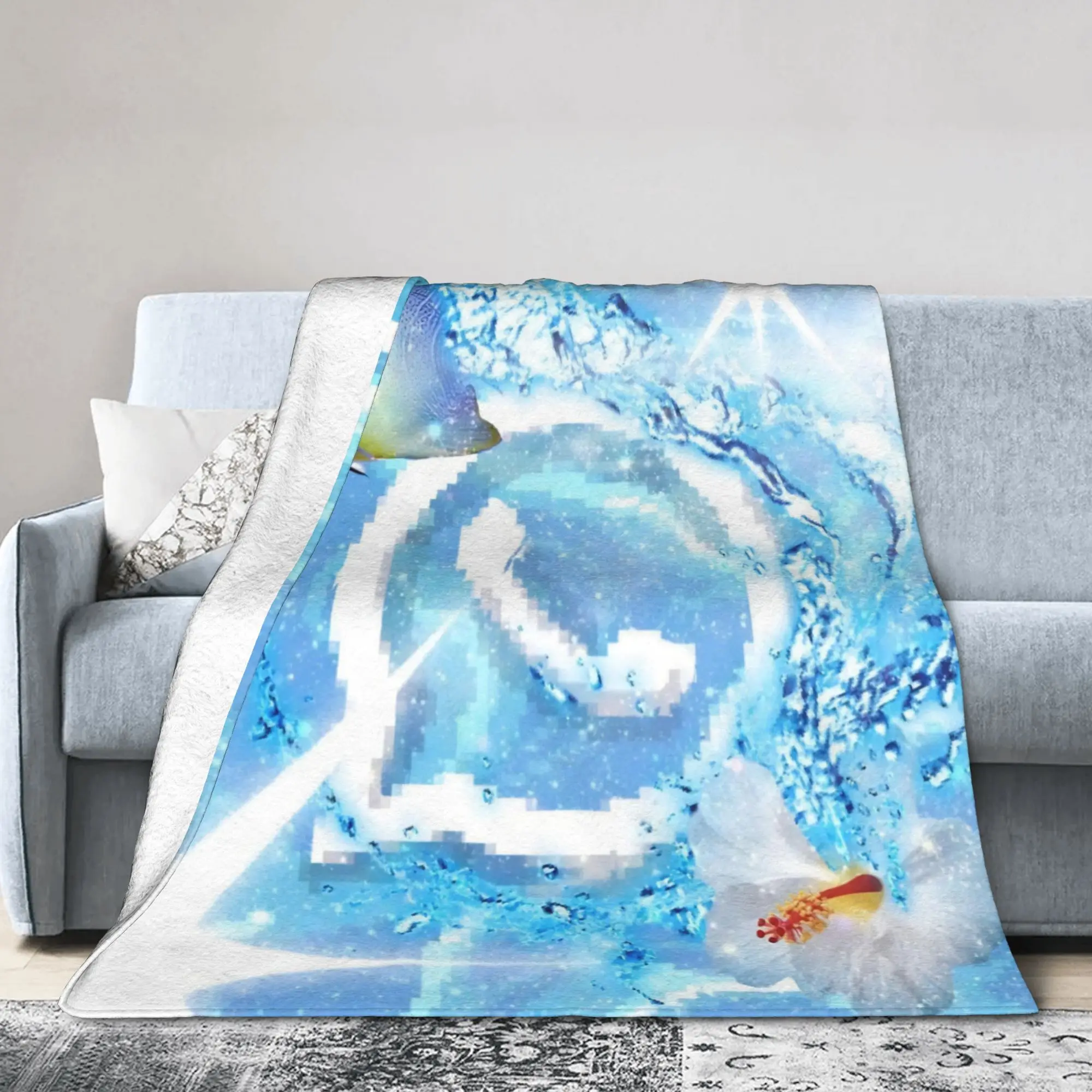 Electronic Y2K Frutiger Aero Fuzzy Blanket  Fashion Throw Blanket for Home Hotel Sofa  150*125cm Bedspread
