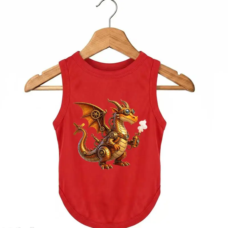 

Steampunk Dragon Dog Vest Quick Dry Summer Pet Clothes Small Dog