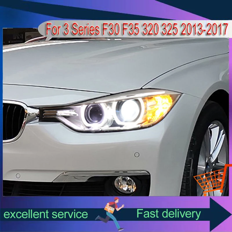 Car Headlight For BMW 3 Series F30 F35 320 325 2013-2017 High Configuration Angel Eye DRL Lens Xenon Auto Light Refit Assembly