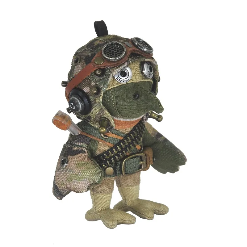 The small clumsy bird of the land warfare soldier. Military camouflage bullet chain version. Backpack pendant. Handmade doll.