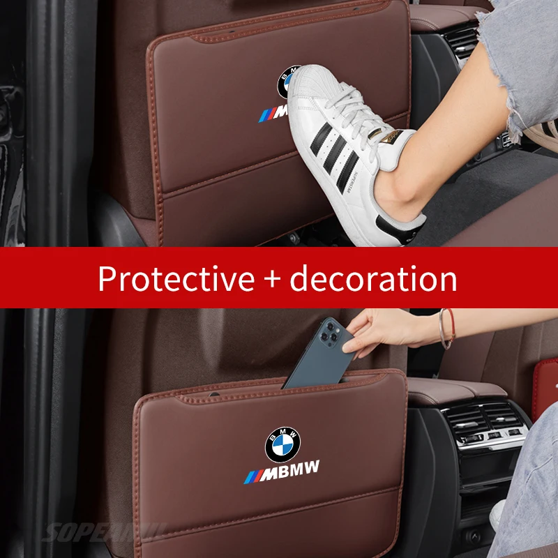 BMW M X1 X3 X5 X6 X7 M3 M4 M5 F10 F15 F25 F30 E36 E39 E46 E60 Car Seat Back Protection Anti-kick Pad Rear Organizer Storage Bag